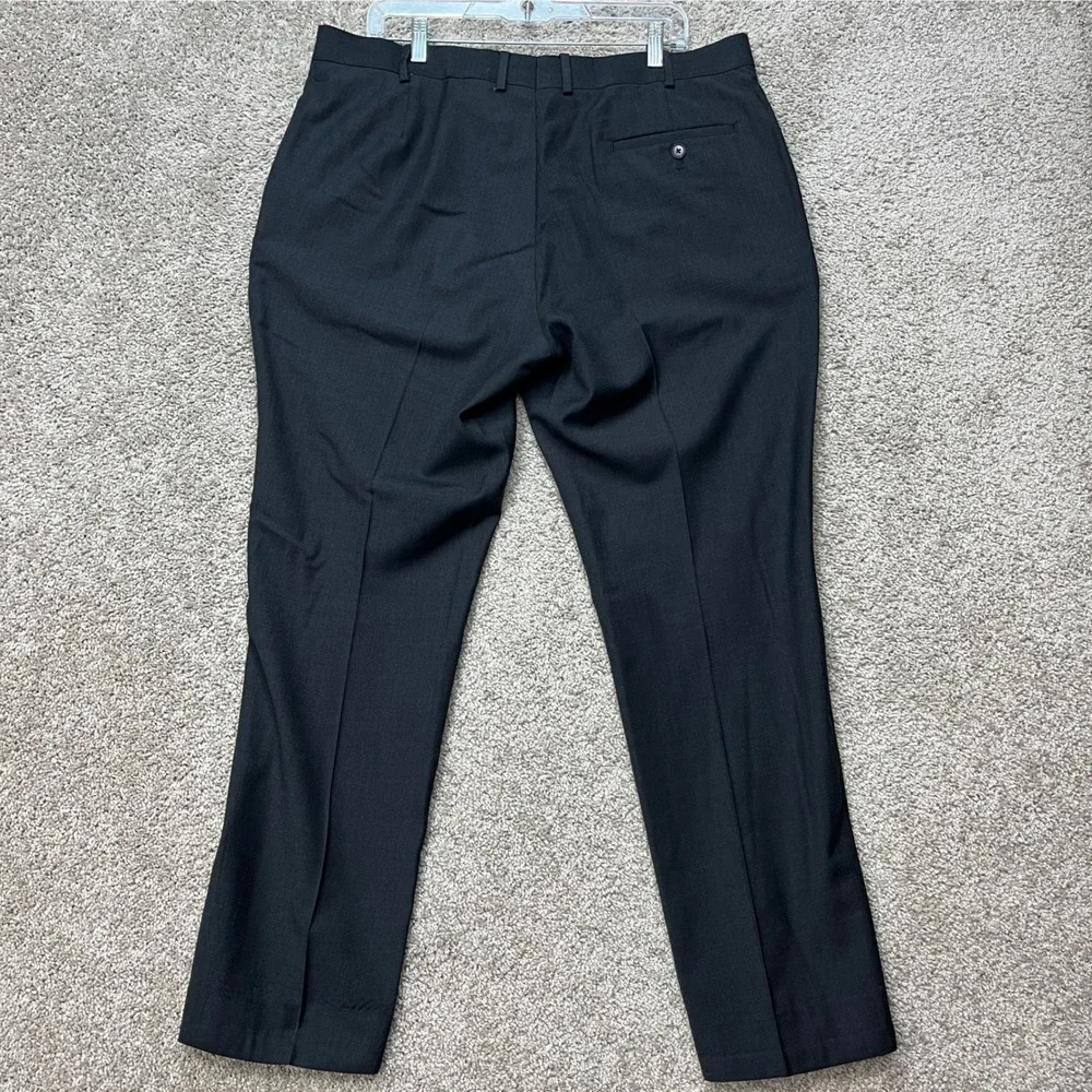 Charles Tyrwhitt Dress Pants Men 40U Charcoal Gray Straight Leg Wool Flat Front